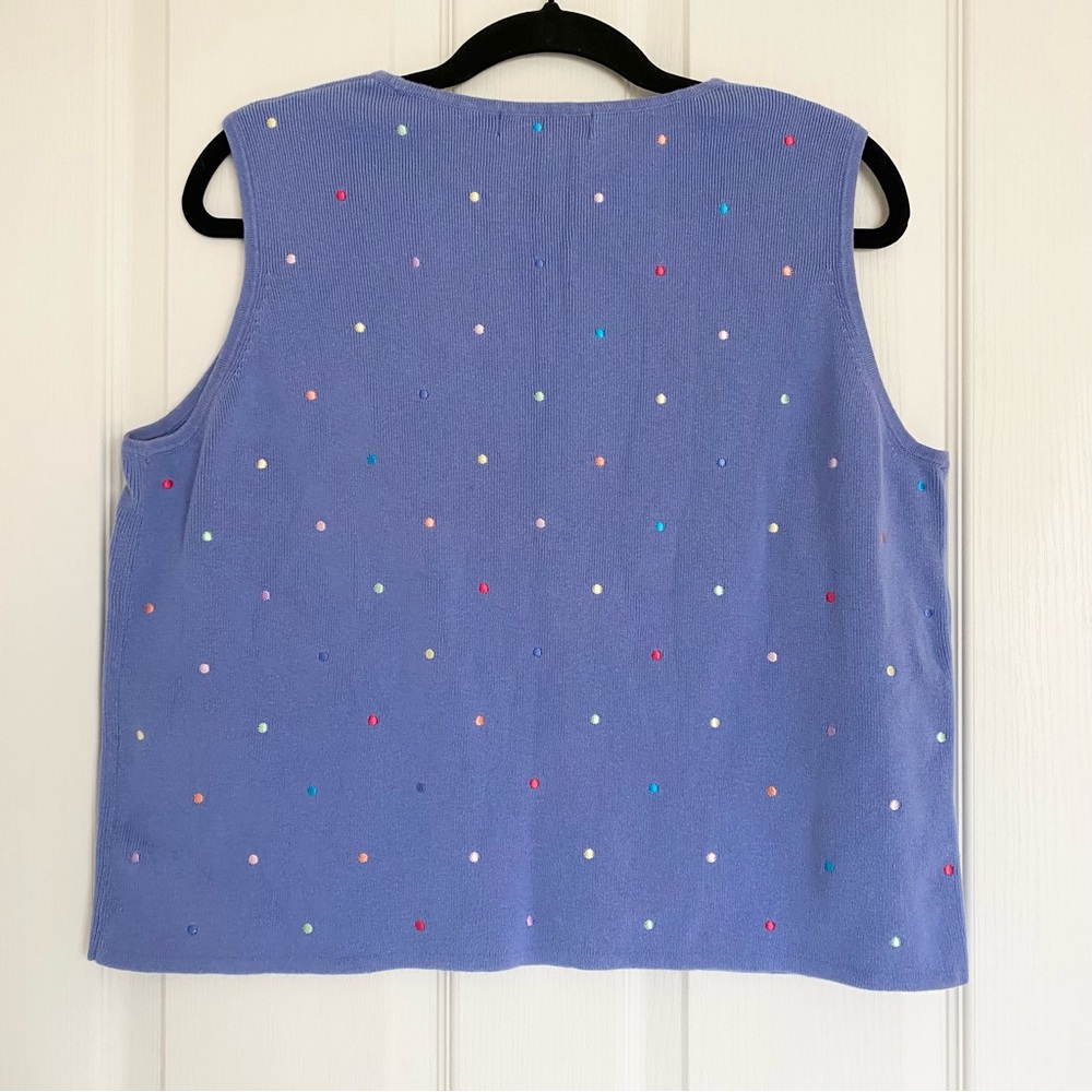LILY STANHOPE 100% Cotton Embroidered Polka Dot Sleeveless Sweater Australia XL - Picture 6 of 8